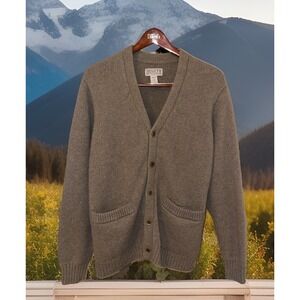 Duluth Cardigan Men 2XL Tall Brown Heavy 100% Wool Elbow Patches Preppy
